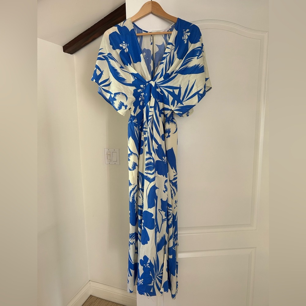 Blue and White Floral Maxi Dress